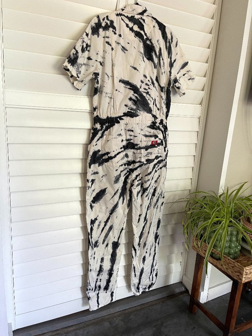 Dickies Short Sleeve Coverall in White Black Tie Dye Size L - Picture 6 of 13